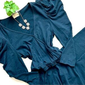 Anthropologie Nation LTD Ronda Jumpsuit Long Sleeve Puff Shoulder Made in Peru M